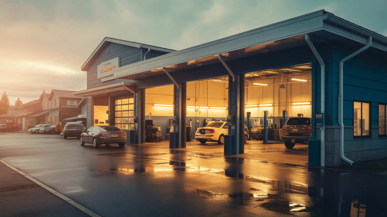 Tire Point Automotive shop front at 920 Agnes Street, New Westminster, BC
