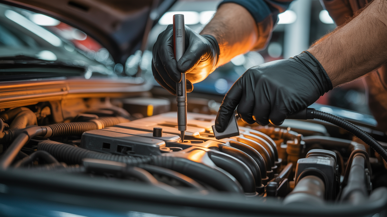 Tire Point Automotive mechanic working on a vehicle